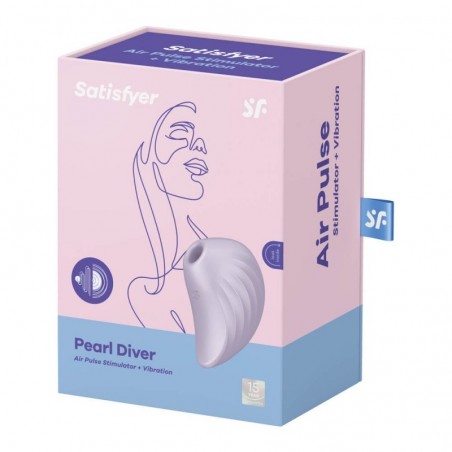 Pearl Diver Air Pulse Stimulator & Vibrator Violet - nss403090