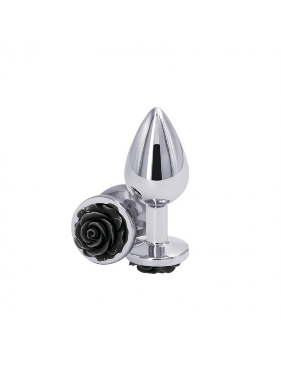 Rose Anal Plug Medium Black - nss4038185