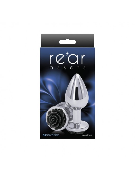 Rose Anal Plug Medium Black - nss4038185