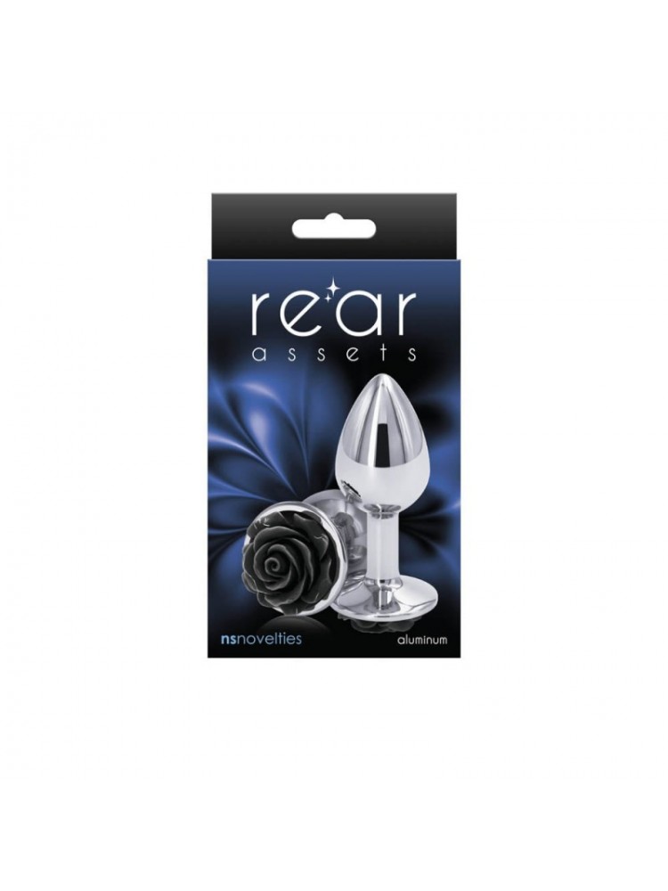 Rose Anal Plug Small Black - nss4038186