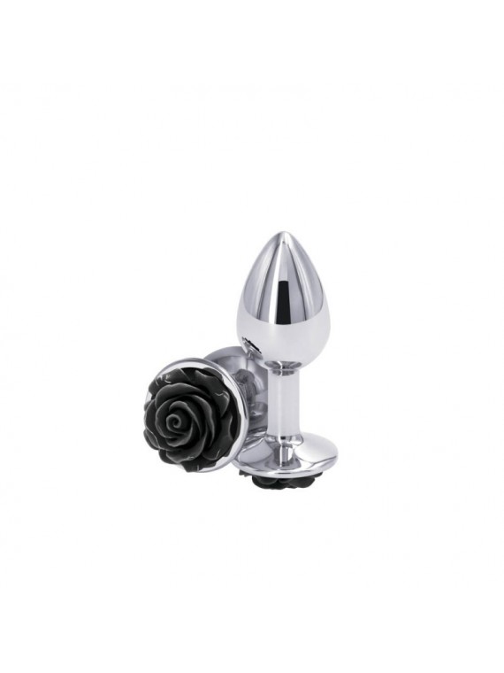 Rose Anal Plug Small Black - nss4038186