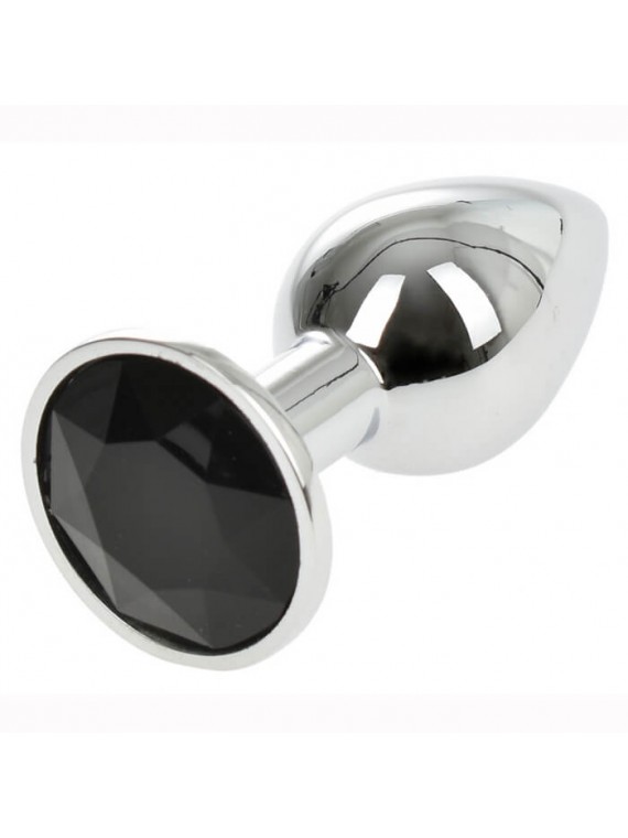 Small Metallic Butt Plug Silver/Black - nss4038189