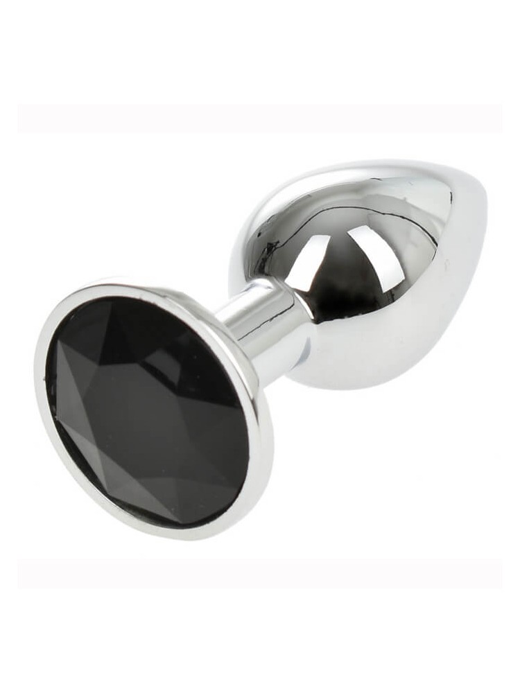 Small Metallic Butt Plug Silver/Black - nss4038189