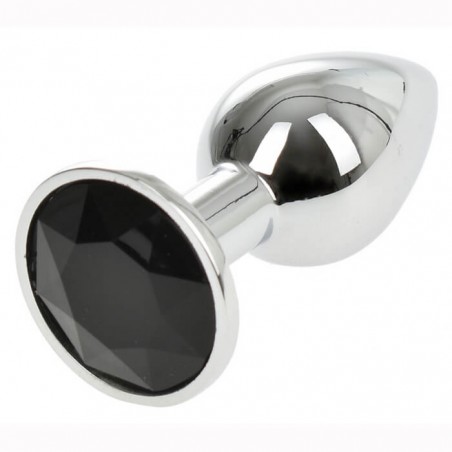 Small Metallic Butt Plug Silver/Black - nss4038189