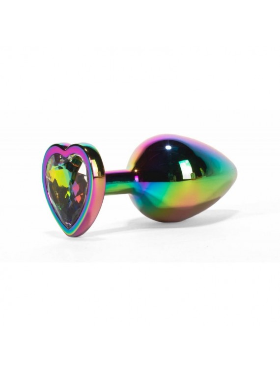 X-MEN Heart Metal ButtPlug Rainbow M - nss4038195