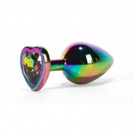 X-MEN Heart Metal ButtPlug Rainbow M - nss4038195