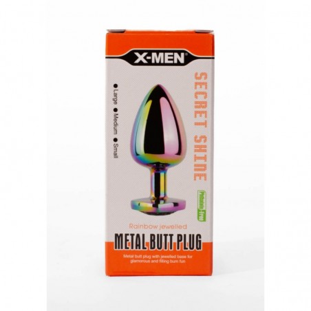 X-MEN Heart Metal ButtPlug Rainbow M - nss4038195