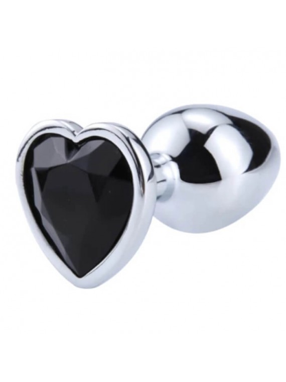 Silver Butt Plug with Heart Medium - nss4038197