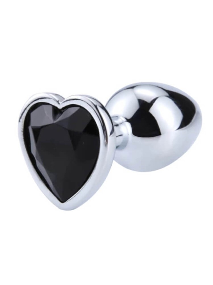 Silver Butt Plug with Heart Medium - nss4038197