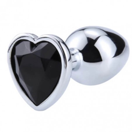 Silver Butt Plug with Heart Medium - nss4038197