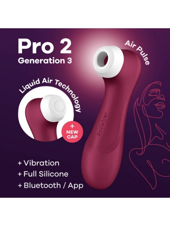 Satisfyer Pro 2 Generation 3 Wine Red Bluetooth & App - nss4034096