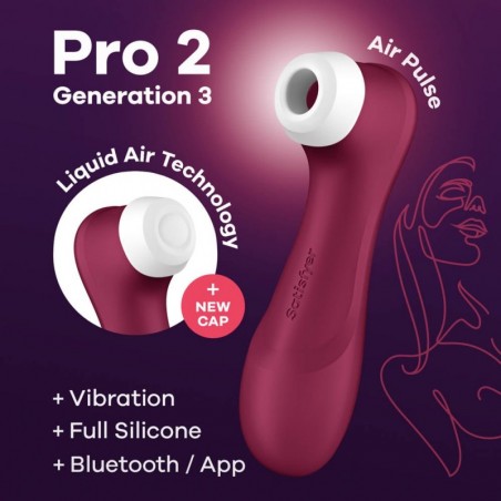 Satisfyer Pro 2 Generation 3 Wine Red Bluetooth & App - nss4034096