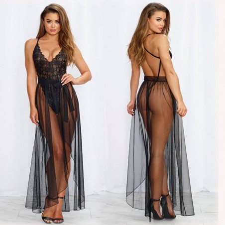 Set Body Lace And Skirt Tulle Black M - nss4017084