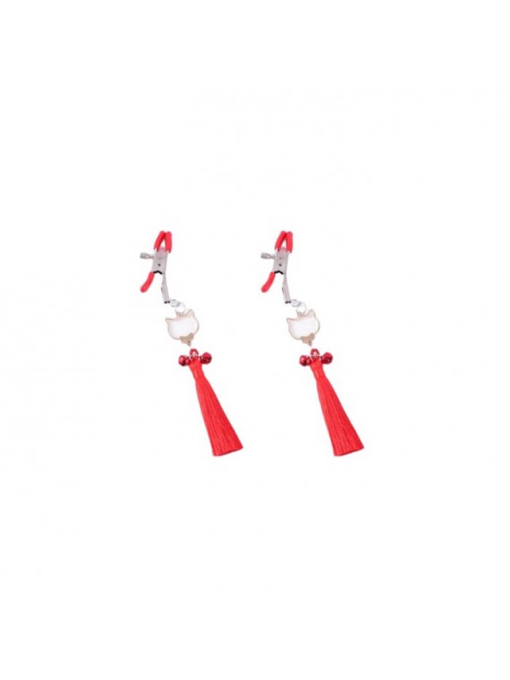 Nipple Clamps Red Tassels - nss4050109