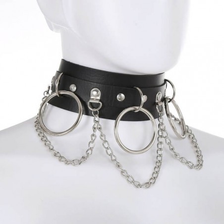 Collar Leash With Chain And Metal Hoops - nss4055069