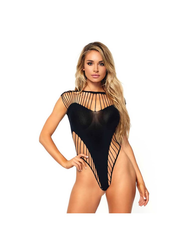 Leg Avenue Shredded Opaque Cut Out Teddy One Size - nss4016045