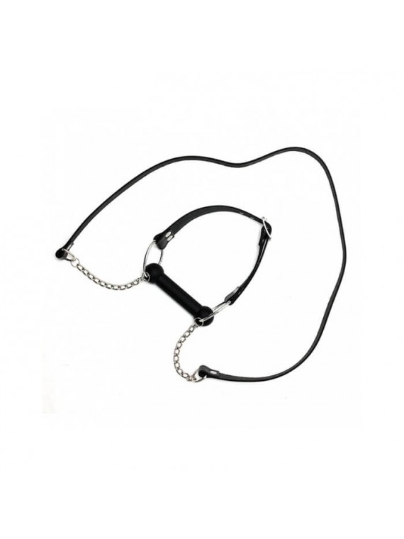 Leather Horse Bit Gag And Reins - nss4048037