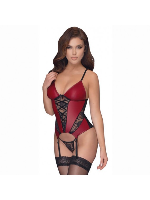 Corset with Straps - Red & Black - nss4017089