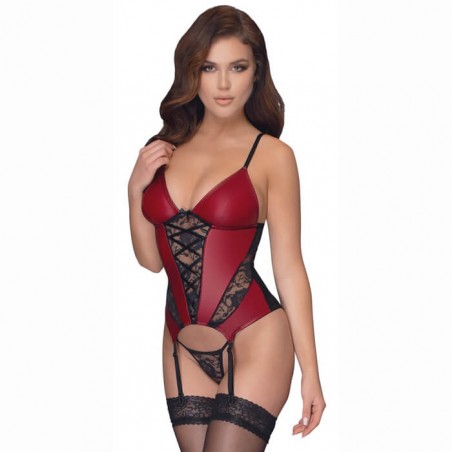 Corset with Straps - Red & Black - nss4017089