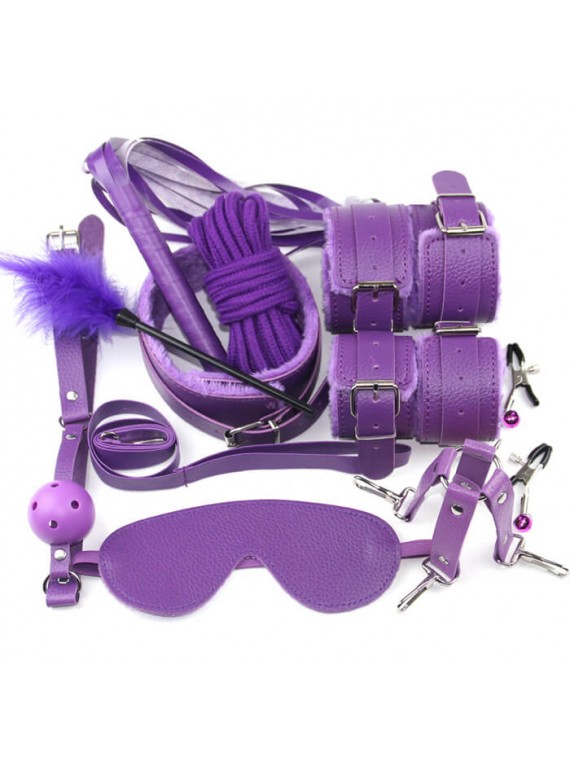 10 Piece BDSM Kit Purple - nss4037037