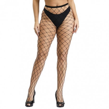 Black Mesh Fishnet Stockings, Black, S-L - nss4014012