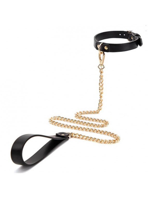 Leather Collar With Chain - nss4055076