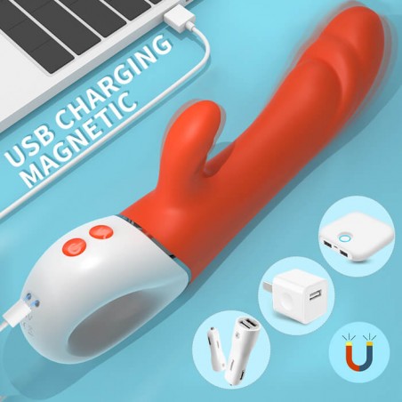 Allen Vibrator 9 Vibration Modes Silicon USB Orange 23 Cm Mokko Toys - nss4031090