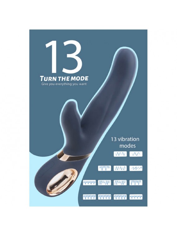 Vibrator Rabbit Dolphy 13 Vibration Modes Boost Mode USB Silicon Dark Blue 23 Cm - nss4031091