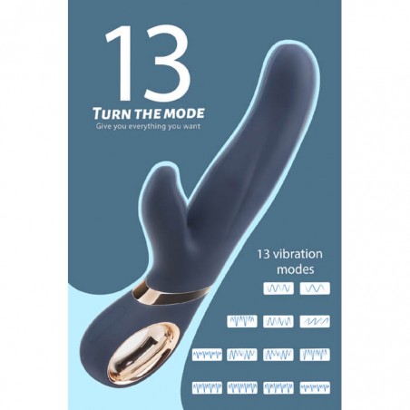 Vibrator Rabbit Dolphy 13 Vibration Modes Boost Mode USB Silicon Dark Blue 23 Cm - nss4031091