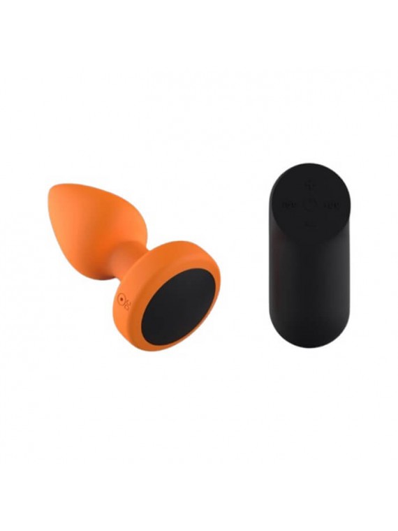 Orion Anal Plug, 7 Vibration Modes, 4 Speeds, Silicone, USB, Remote Control, Orange/Black, 9.4 cm, Guilty Toys, Cosmic Love - ns