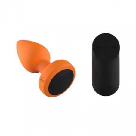 Orion Anal Plug, 7 Vibration Modes, 4 Speeds, Silicone, USB, Remote Control, Orange/Black, 9.4 cm, Guilty Toys, Cosmic Love - ns