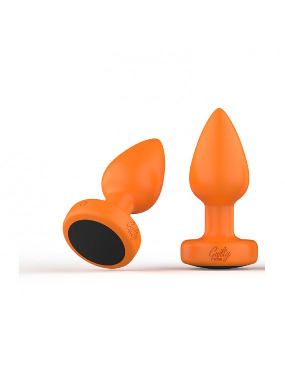 Orion Anal Plug, 7 Vibration Modes, 4 Speeds, Silicone, USB, Remote Control, Orange/Black, 9.4 cm, Guilty Toys, Cosmic Love - ns