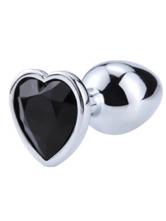 Silver Butt Plug with Heart Small - nss4038070
