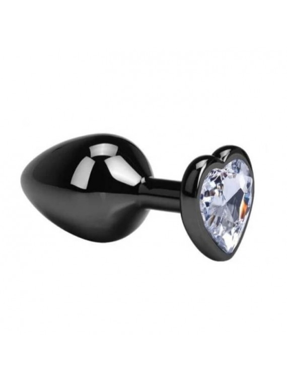 Dark Anal Plug Heart Medium Clear - nss4038068