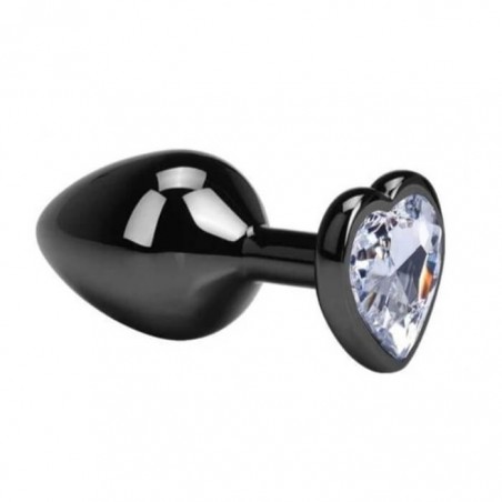 Dark Anal Plug Heart Medium Clear - nss4038068
