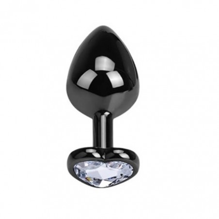 Dark Anal Plug Heart Medium Clear - nss4038068