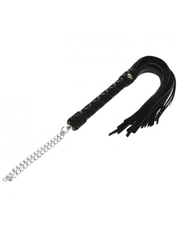 Faux Leather Whip with Chain (40cm) - Black - nss4052101