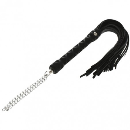 Faux Leather Whip with Chain (40cm) - Black - nss4052101