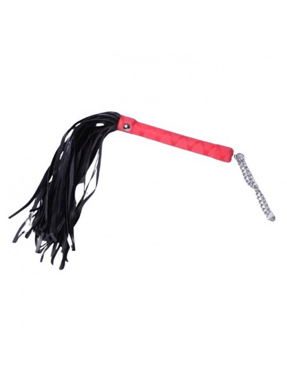 Faux Leather Whip with Chain (40cm) - Red - nss4052102