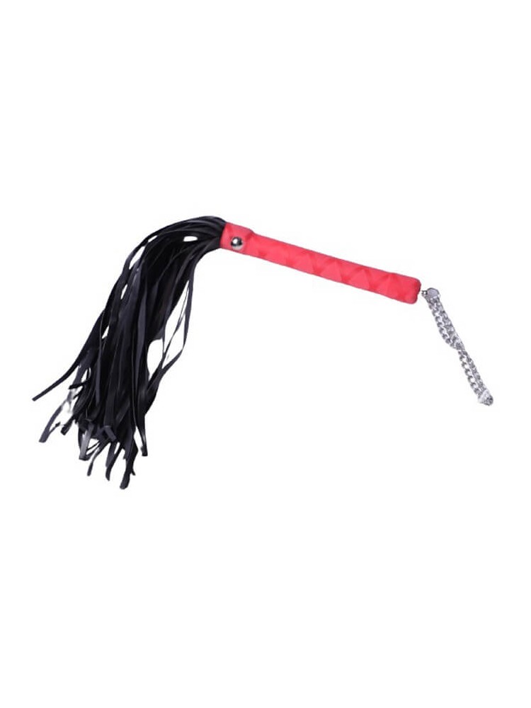 Faux Leather Whip with Chain (40cm) - Red - nss4052102 Faux Leather Whip with Chain (40cm) - Red - nss4052102