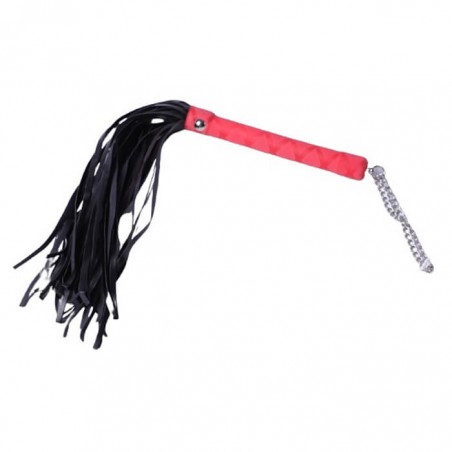 Faux Leather Whip with Chain (40cm) - Red - nss4052102