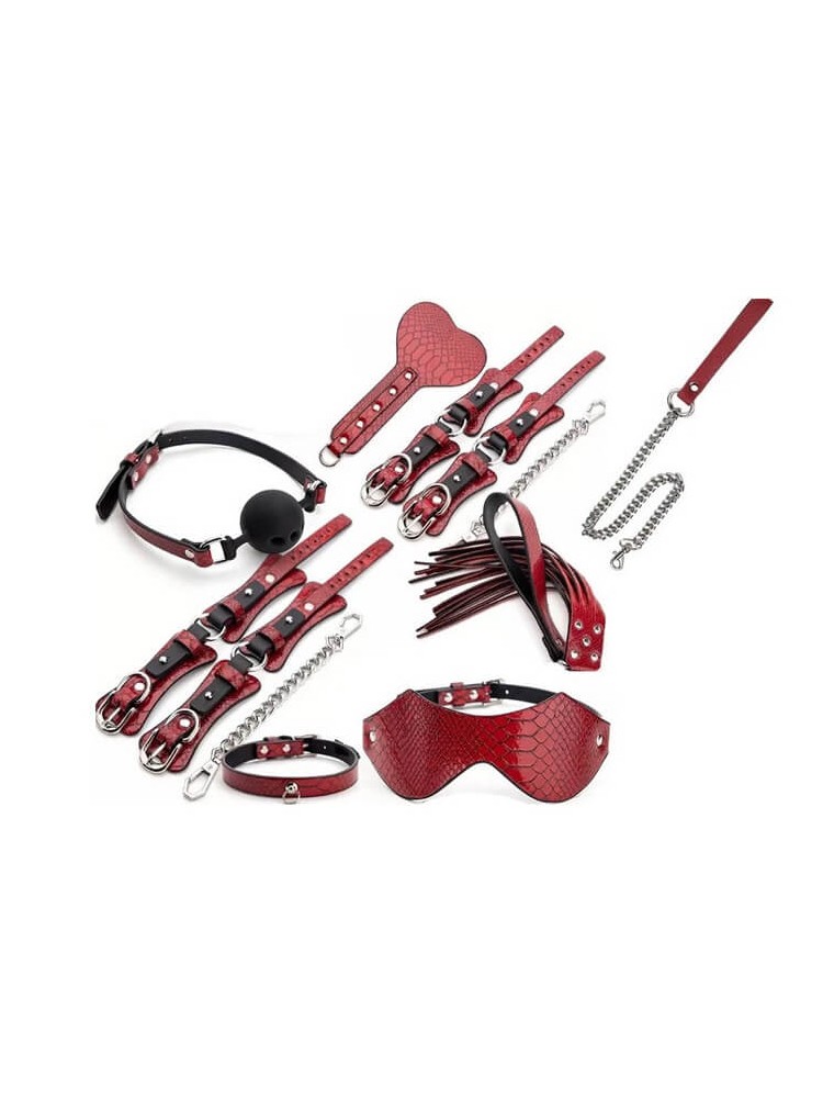 8 Pieces Snake Effect BDSM Set Deluxe Black/Red - nss4037026 8 Pieces Snake Effect BDSM Set Deluxe Black/Red - nss4037026