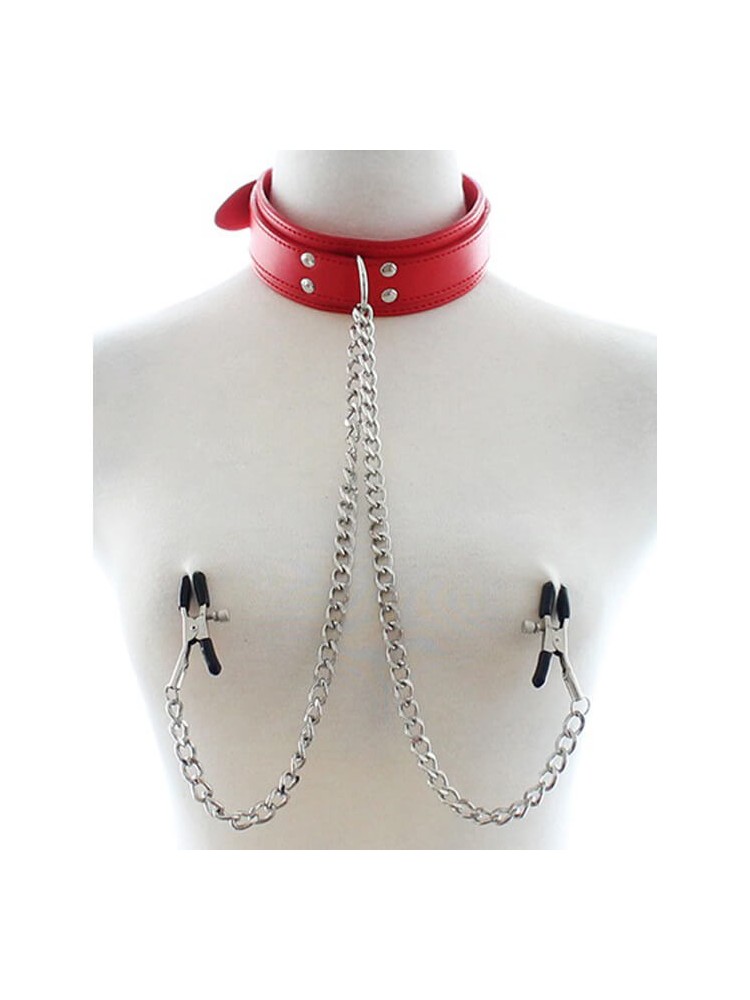 Collar with Nipple Clamps Red - nss4055085