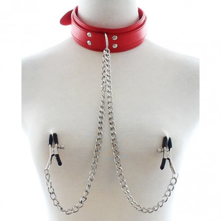 Collar with Nipple Clamps Red - nss4055085