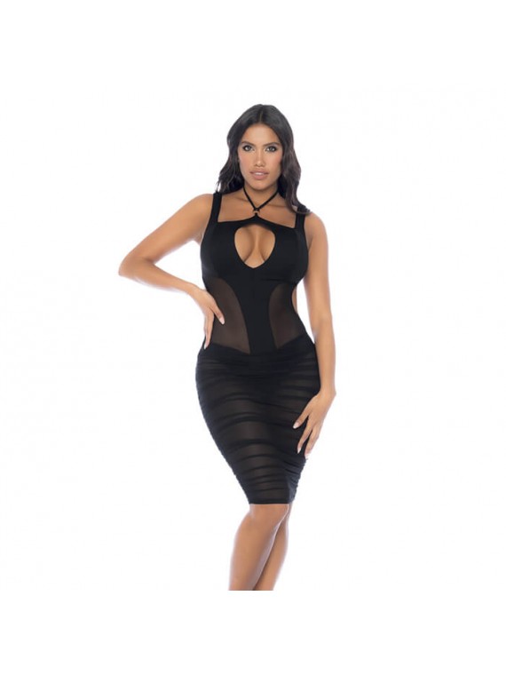 Sheer Mesh Dress with Open Back - nss4016191