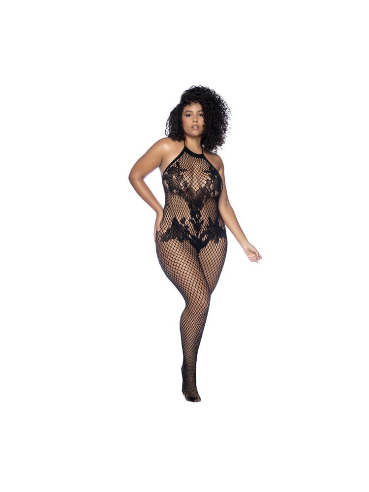 Halter And Crotchless Floral Black O/SX - nss4023024 Halter And Crotchless Floral Black O/SX - nss4023024
