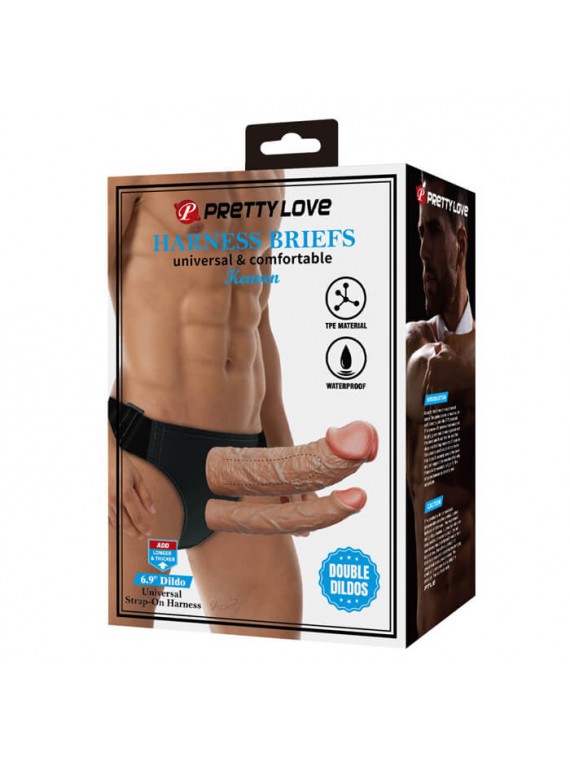 Keaven Harness Briefs with Double Dildos - nss4061021