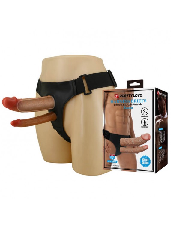 Keaven Harness Briefs with Double Dildos - nss4061021