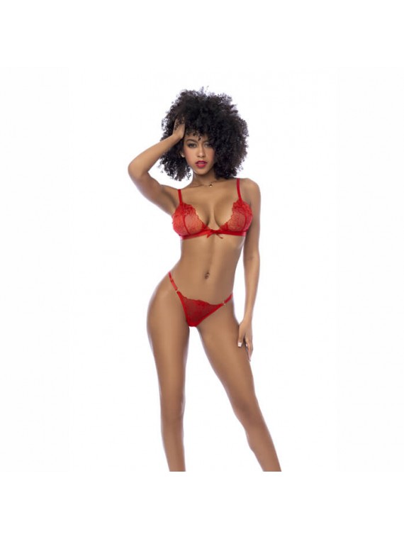 Two-Piece Embroidered Lace Bralette Set - nss4017135