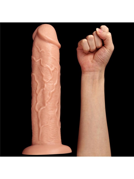 Realistic Long Vibrating Dildo Flesh 11" - nss4030065